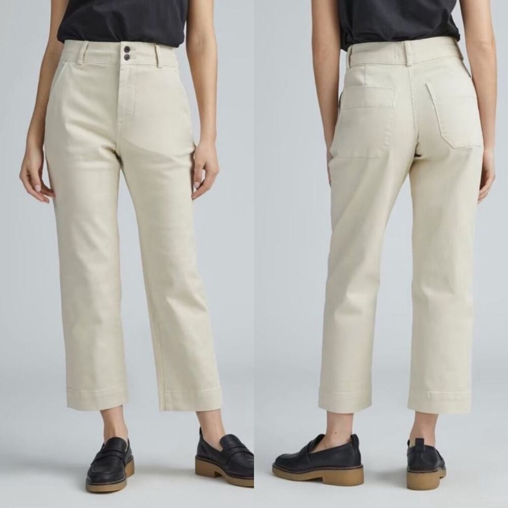 Everlane Pants Womens 16 Stone Organic Cotton Straight Leg Crop High Rise Casual
